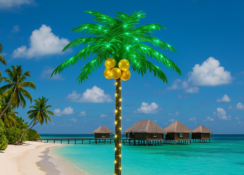 8ft Palm Tree Outdoor Tiki Bar Decor